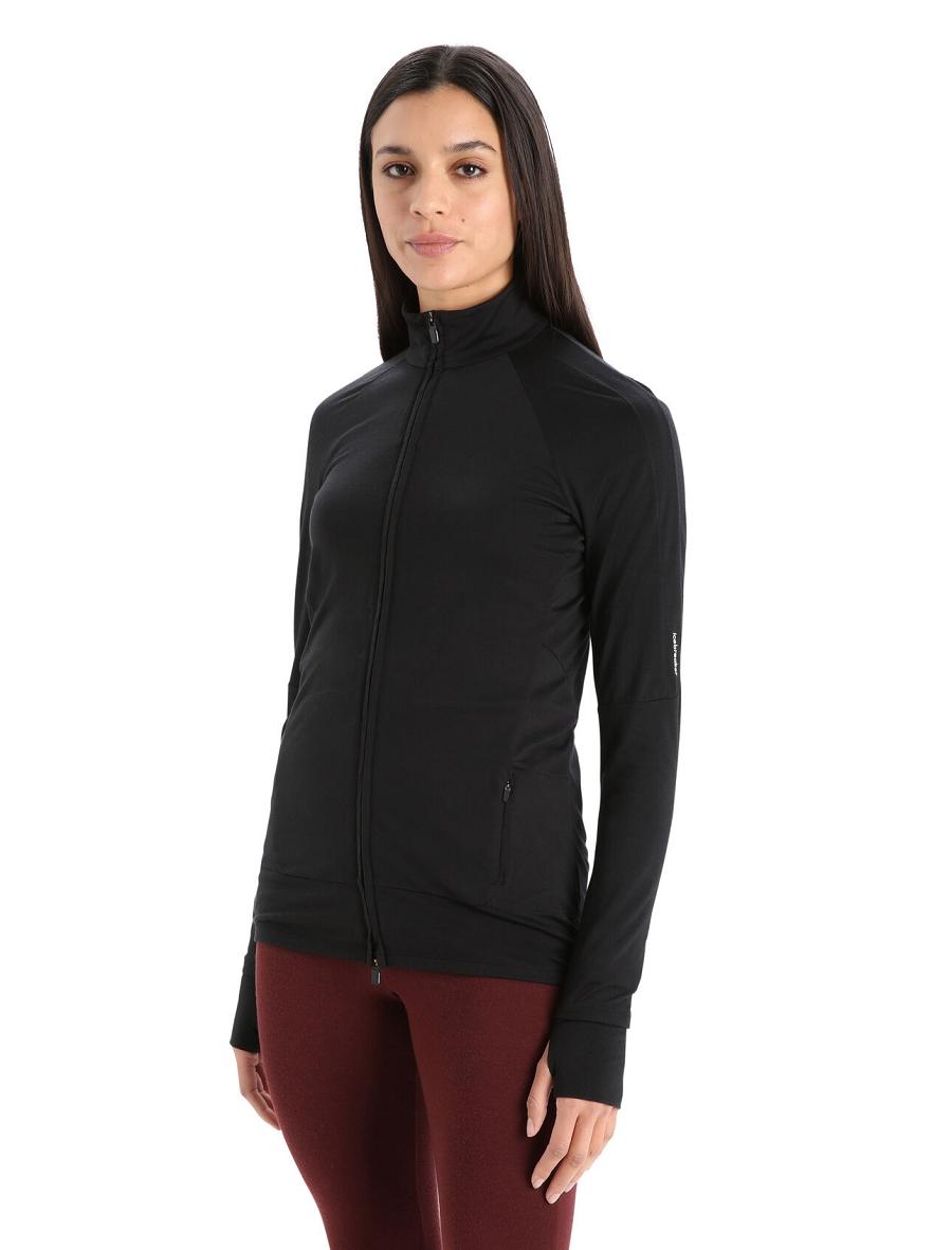 Icebreaker ZoneKnit™ Merino Long Sleeve Zip Naisten Huppari Mustat | FI 1668SGLO